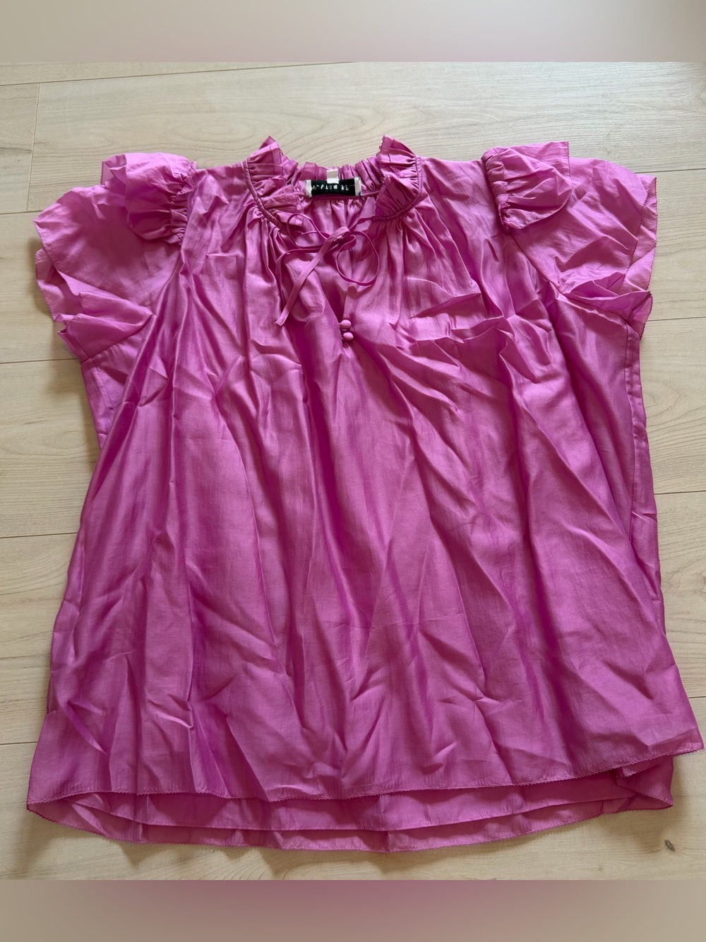 HUNTER BELL Ruffle Tie-Neck Flutter Sleeve Blouse NWOT